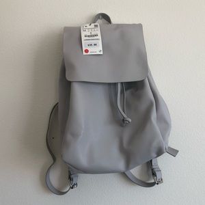 Zara grey leather backpack